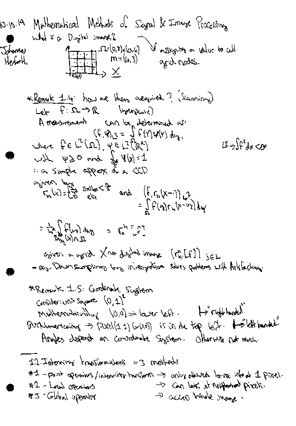 Example scan of the first page of a maths course (black and white)